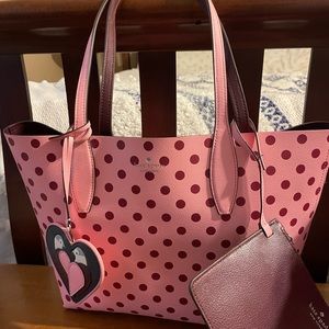 NWT Kate spade pink polka dot tote